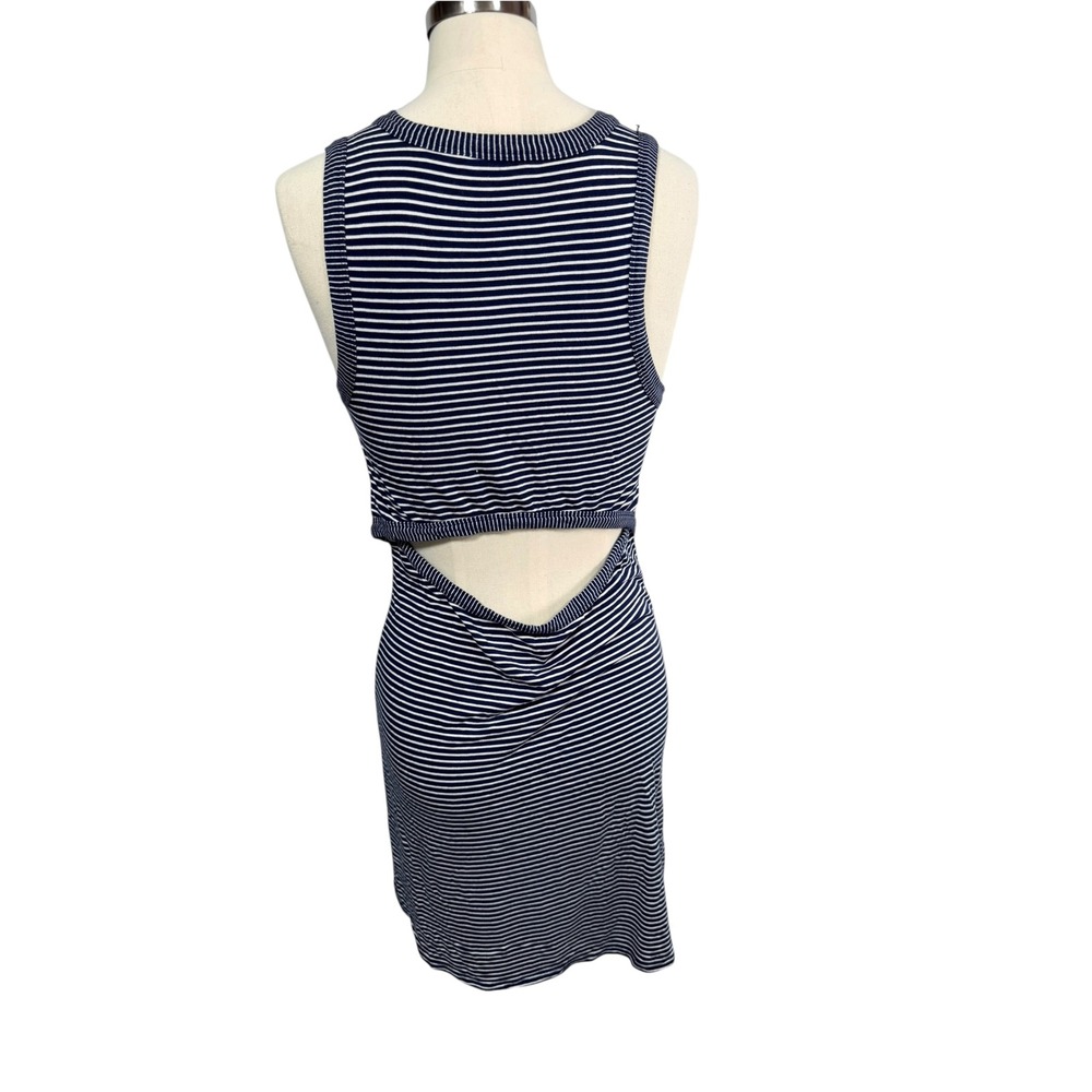 American Eagle Outfitters Dress Striped Cut Out Back Women's S Navy White
